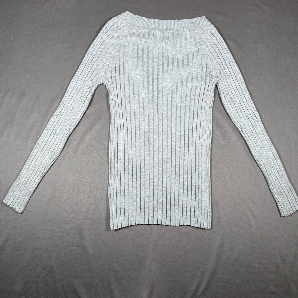 George Ribbed Knit Sweater Womens XS Light Grey Heather Long Sleeve Casual Top - Picture 4 of 6